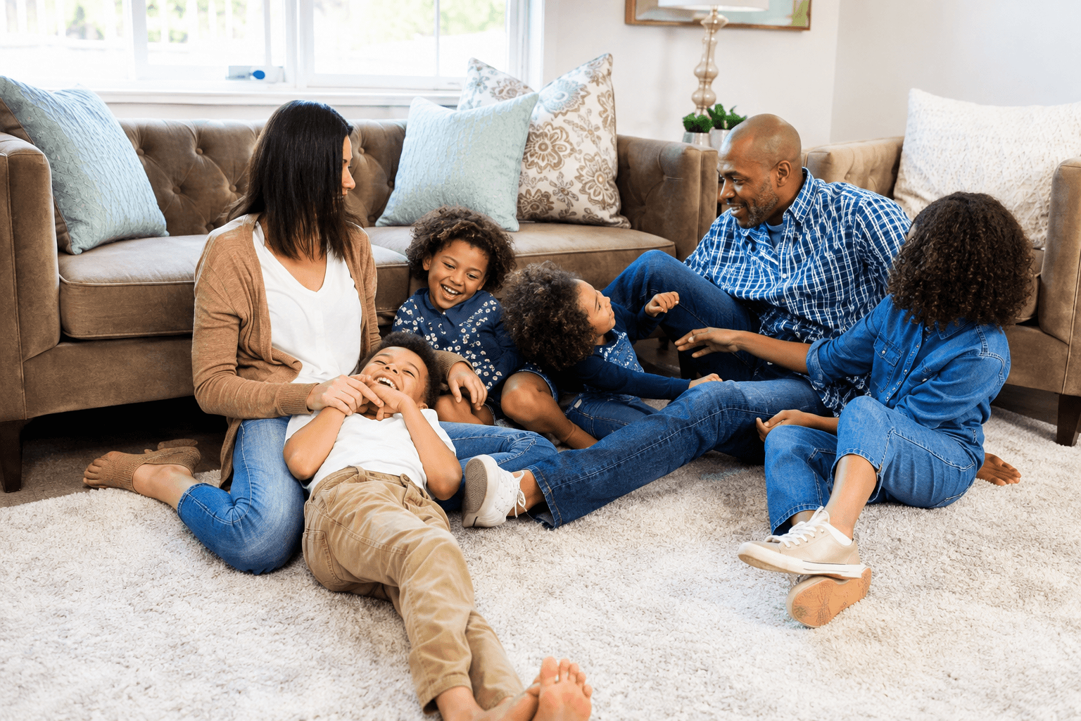 Family relaxing together at home